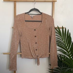 Mustard/cream pinstripe crop top